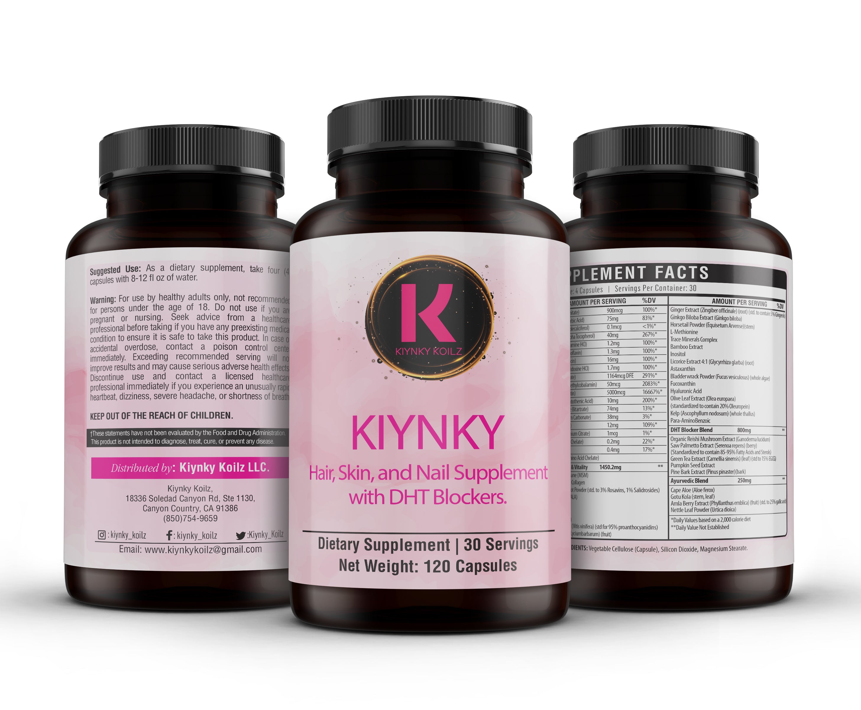 KIYNKY Hair, Nail, and Skin Supplement with DHT Blockers